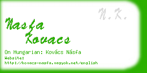 nasfa kovacs business card
